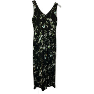 Orchid Bloom Black With Birds Tank Sleeve Wide Leg Jumpsuit